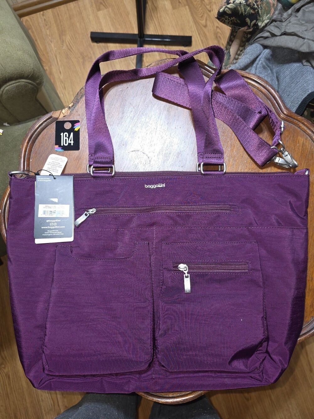 Baggallini Anywhere Day Laptop Tote Purple NWT RFID Travel Work Bag Lightweight - Picture 6 of 9